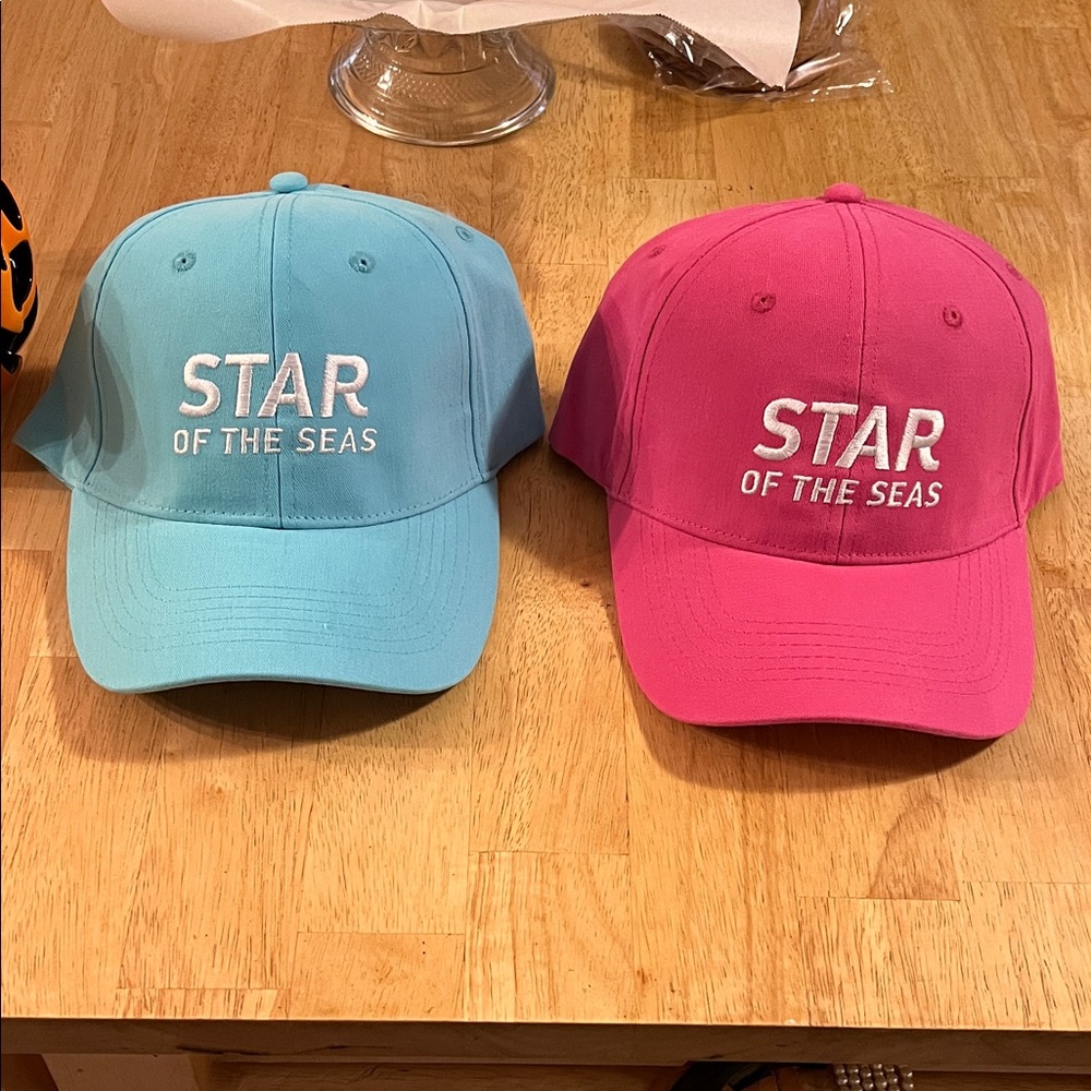 Royal Carribean Set of 2 New Star of the Seas Unisex Caps - Light Blue and Pink
